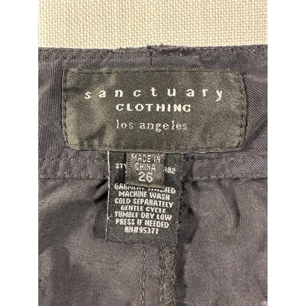 Sanctuary Clothing Womens Cargo Pants Black Tencel Cropped Utility size 26 - Picture 5 of 8